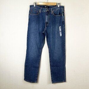 Gap Jeans Straight Leg Mid‎ Rise Medium Indigo 100% Cotton Men's Size 34x30 NEW